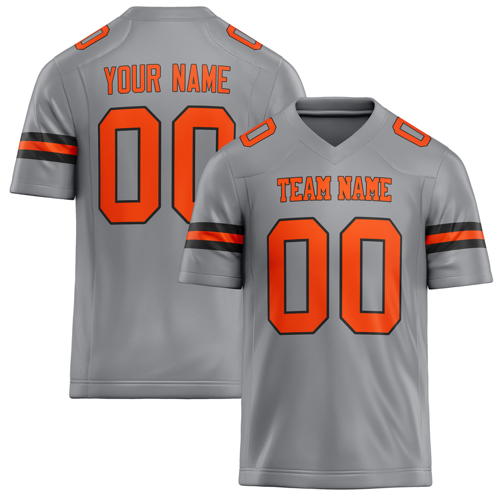 Personalized Light Gray orange Solid Colour Football Jersey FT02240730LI244