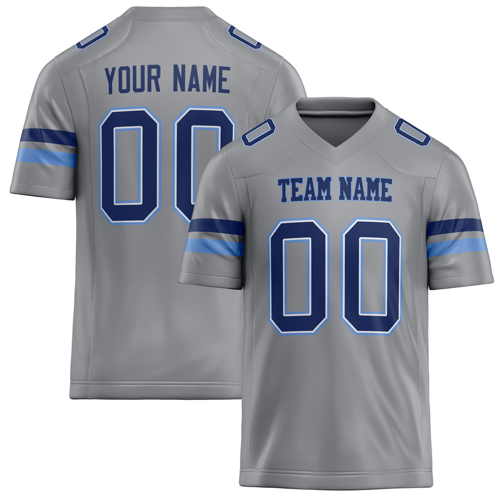Personalized Light Gray navy Solid Colour Football Jersey FT02240730LI247