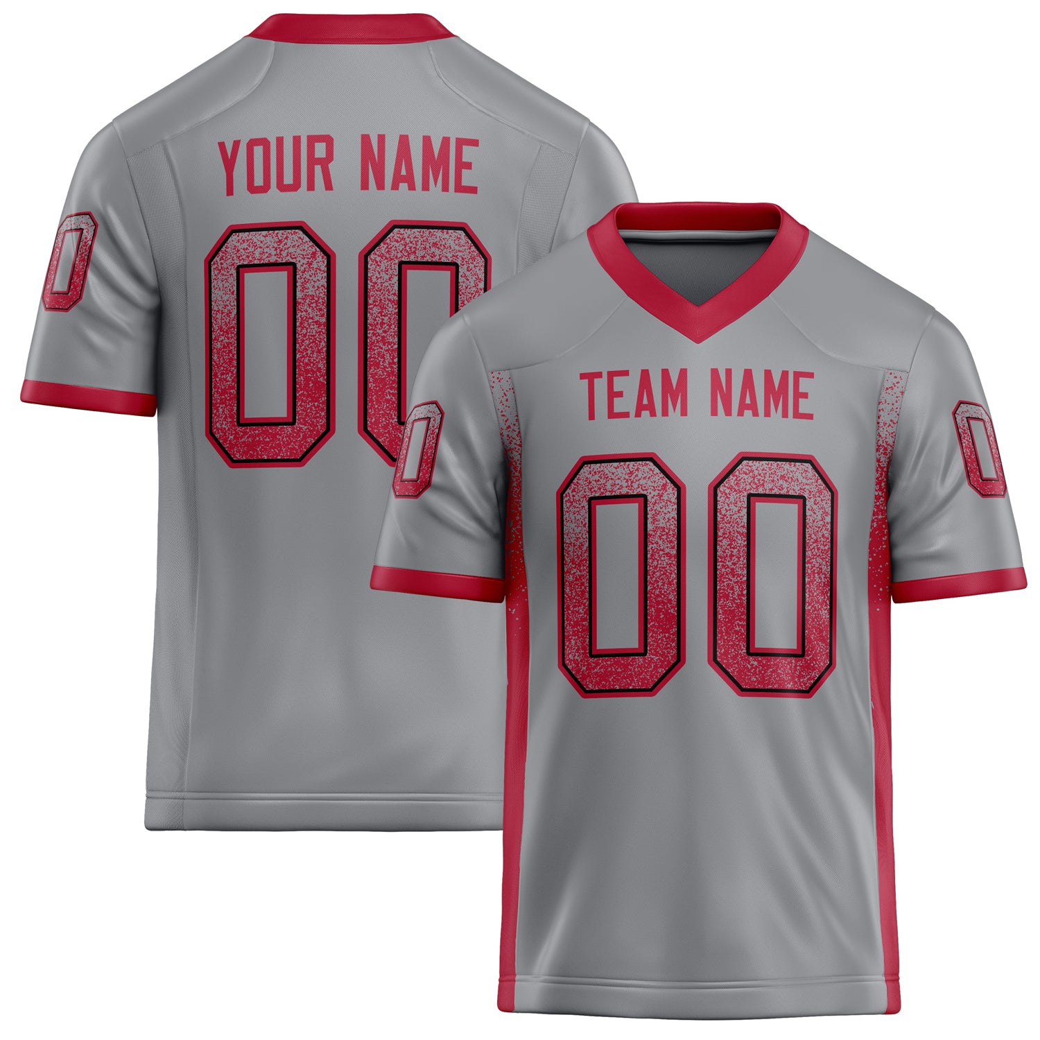 Personalized Light Gray red Solid Colour Football Jersey FT02240730LI248