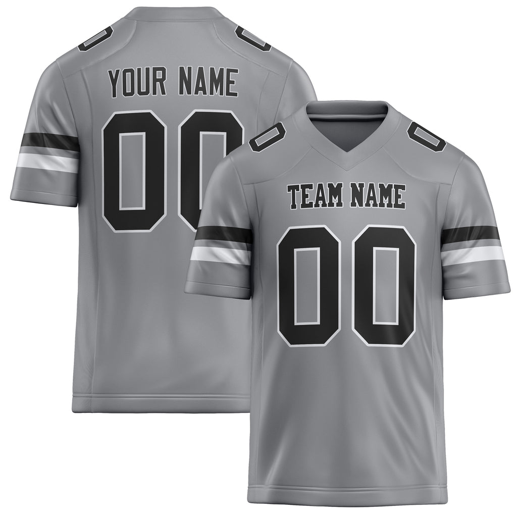 Personalized Light Gray Black Solid Colour Football Jersey FT02240730LI251