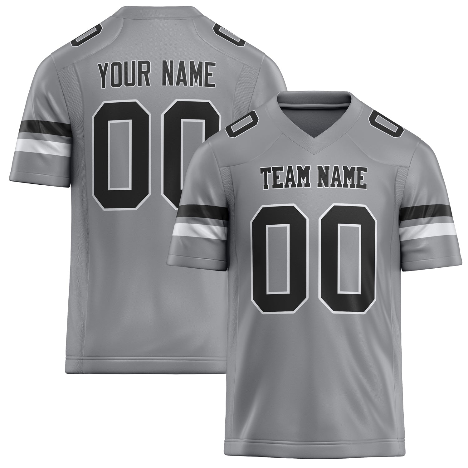 Personalized Light Gray Black Solid Colour Football Jersey FT02240730LI251