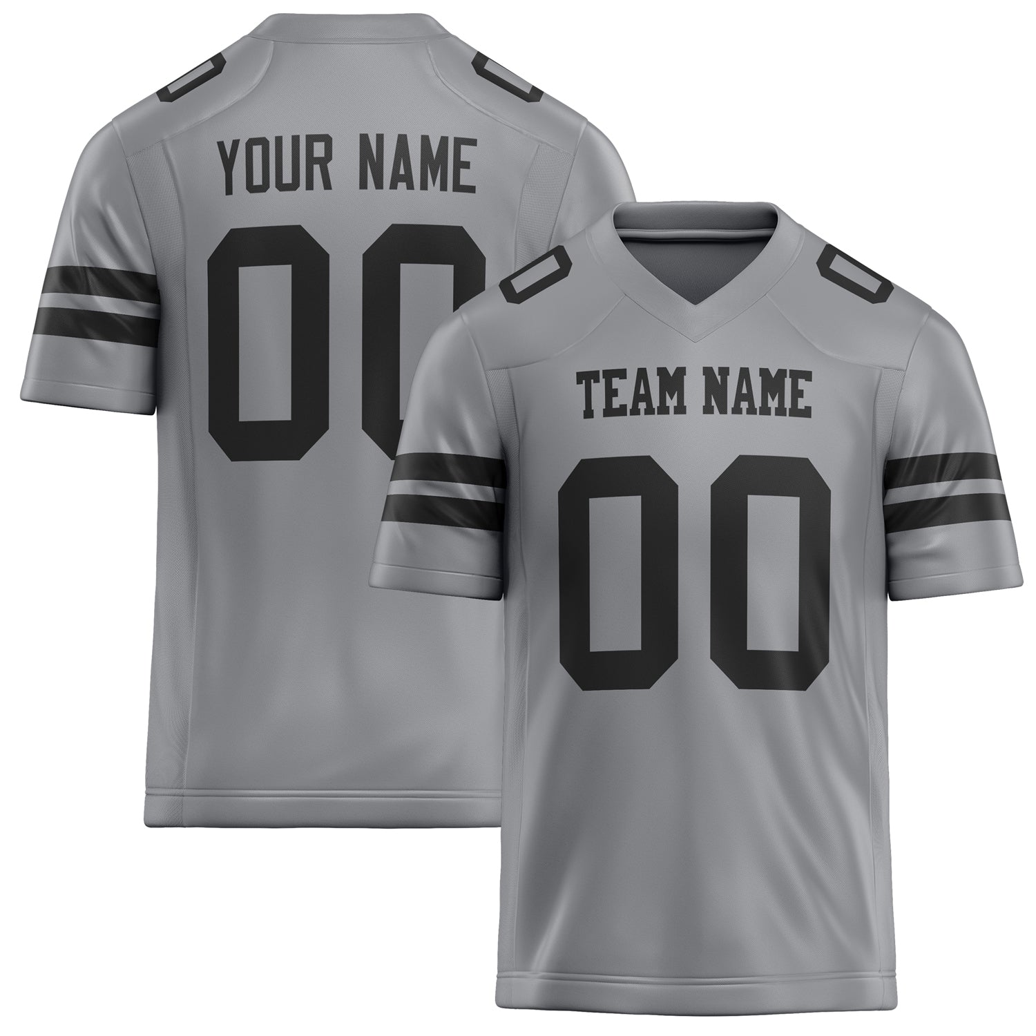 Personalized Light Gray Black Solid Colour Football Jersey FT02240730LI253