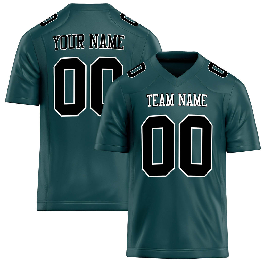 Personalized Midnight Green Black Solid Colour Football Jersey FT02240730MI255