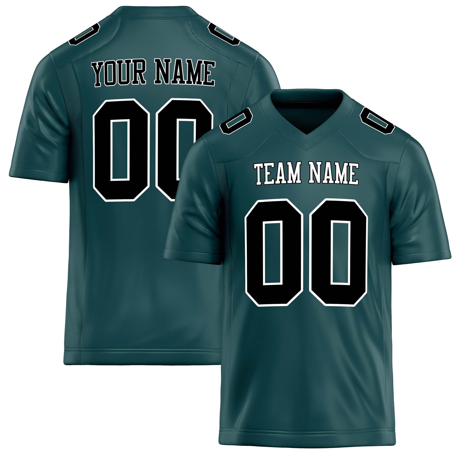 Personalized Midnight Green Black Solid Colour Football Jersey FT02240730MI255
