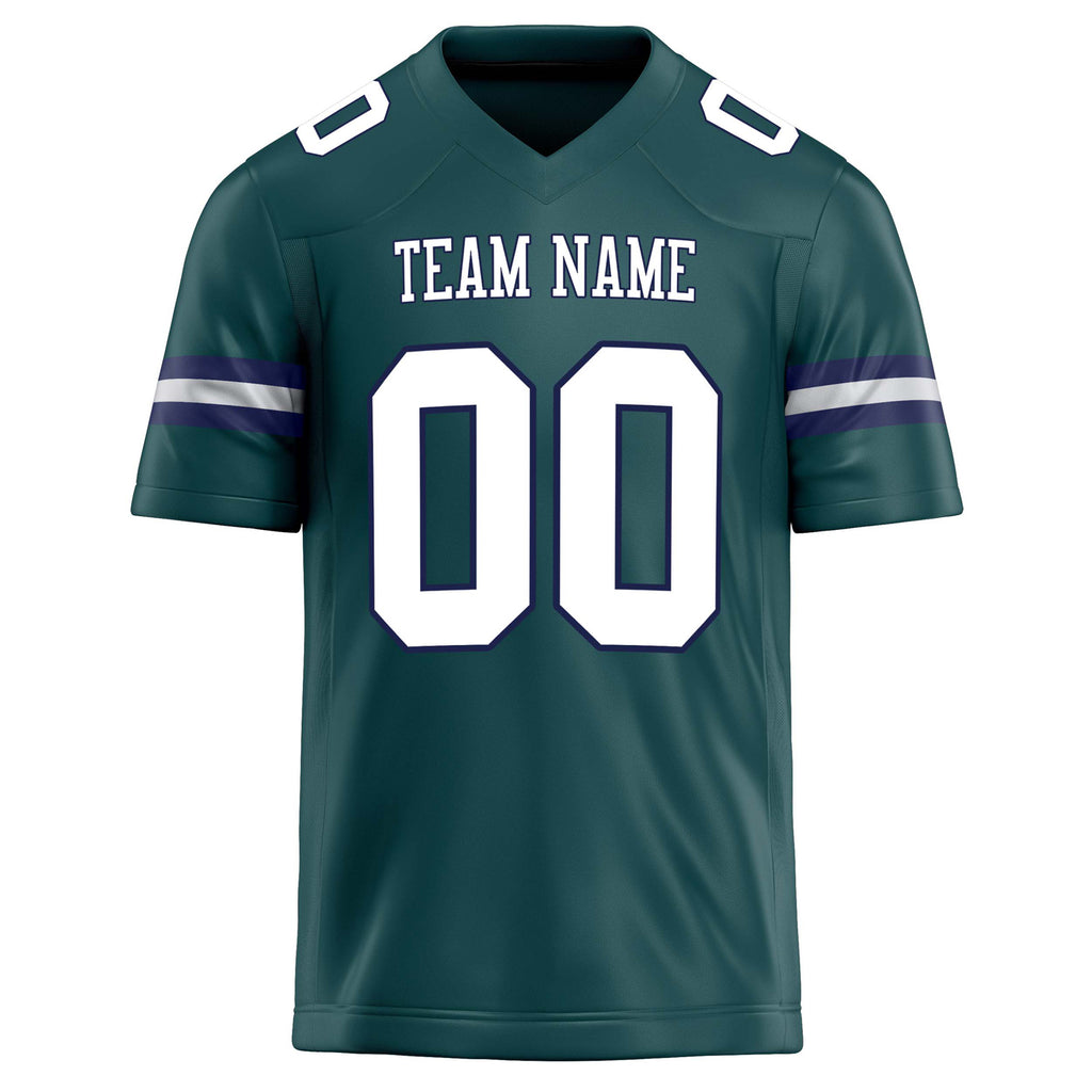 Personalized Midnight & Green White Solid Colour Football Jersey