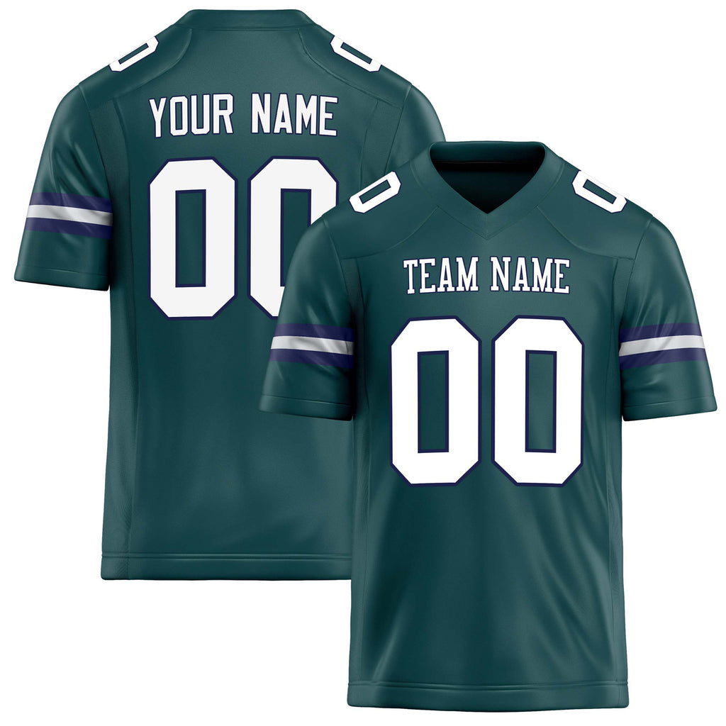 Personalized Midnight Green White Solid Colour Football Jersey FT02240730MI256