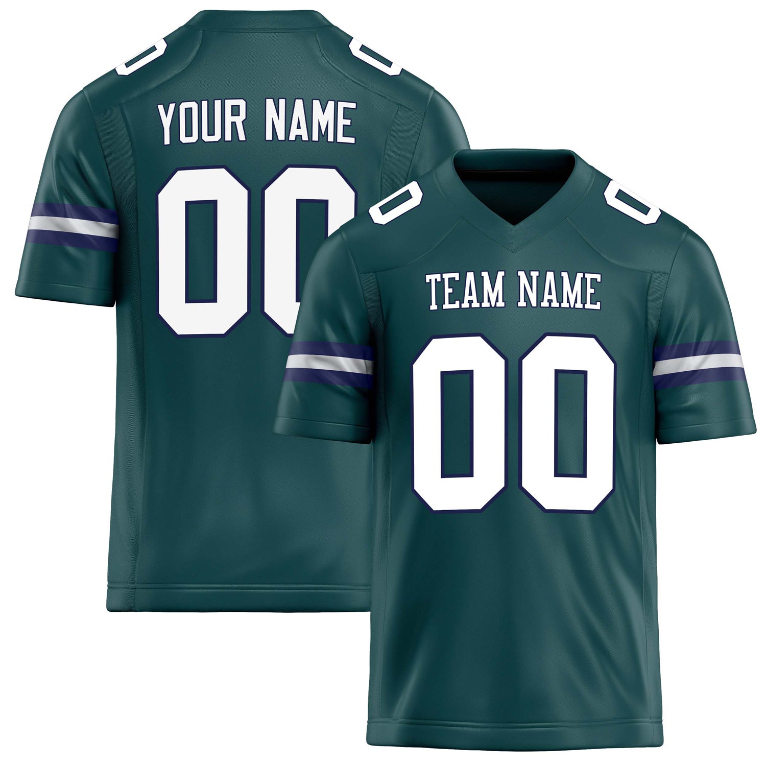 Personalized Midnight Green White Solid Colour Football Jersey FT02240730MI256