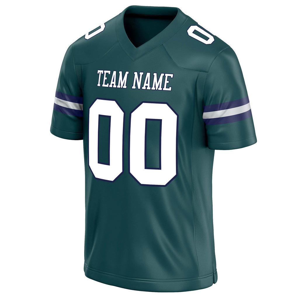 Personalized Midnight & Green White Solid Colour Football Jersey