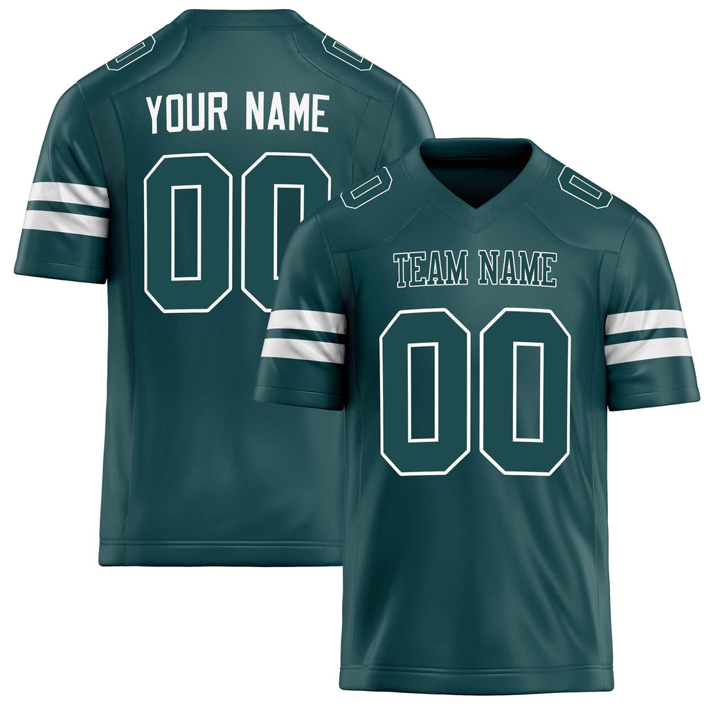 Personalized Midnight Green White Solid Colour Football Jersey FT02240730MI257