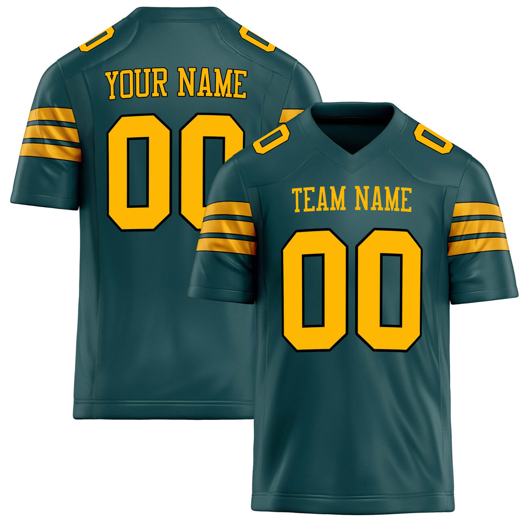 Personalized Midnight Green gold Solid Colour Football Jersey FT02240730MI258