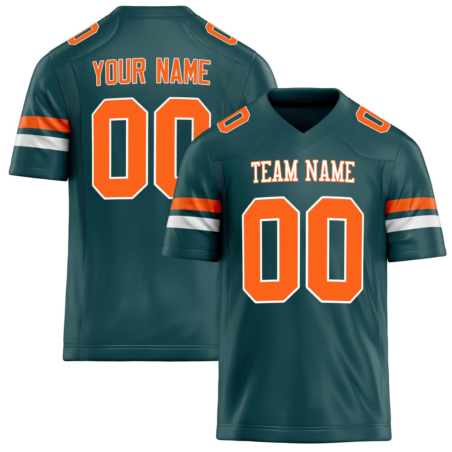 Personalized Midnight Green orange Solid Colour Football Jersey FT02240730MI259