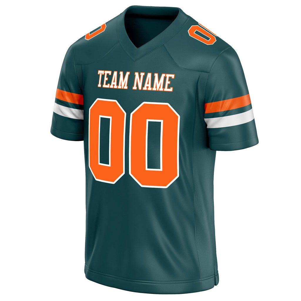Personalized Midnight & Green orange Solid Colour Football Jersey