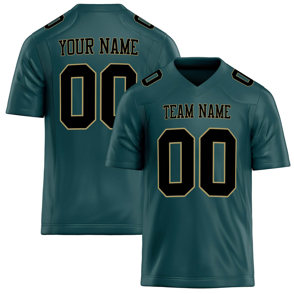 Personalized Midnight Green Black Solid Colour Football Jersey FT02240730MI260