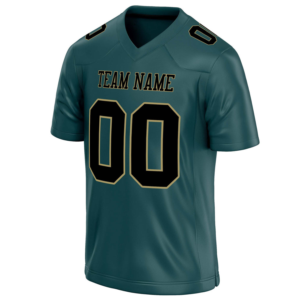 Personalized Midnight & Green Black Solid Colour Football Jersey