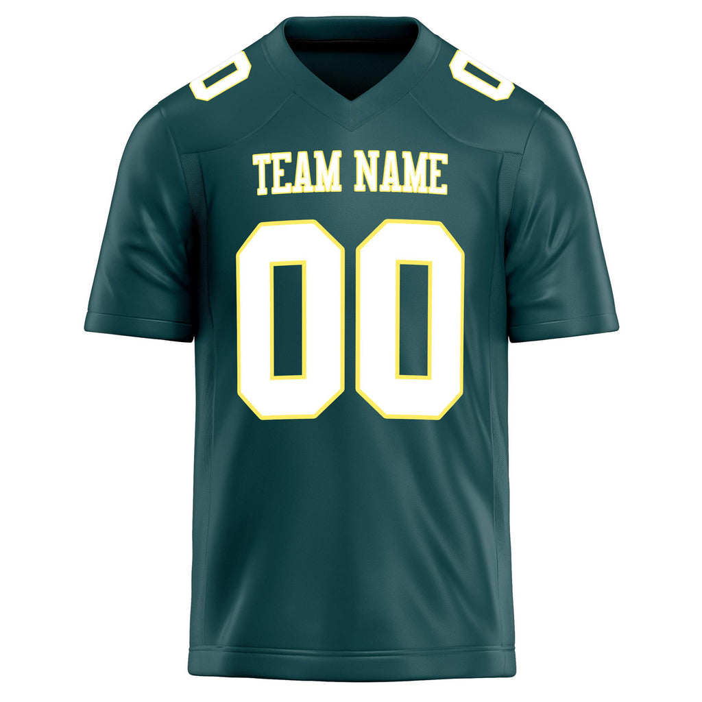 Personalized Midnight & Green White Solid Colour Football Jersey