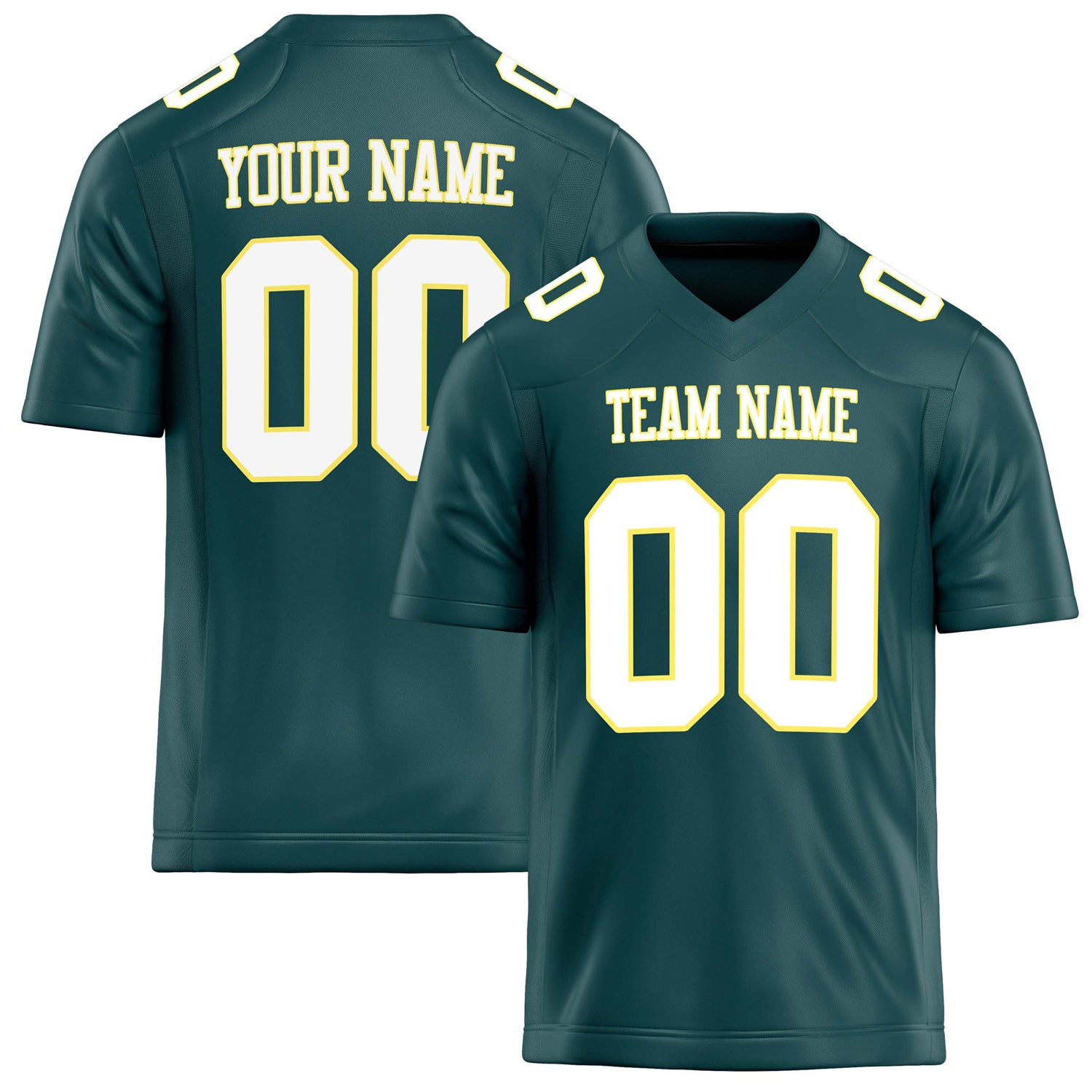 Personalized Midnight Green White Solid Colour Football Jersey FT02240730MI262