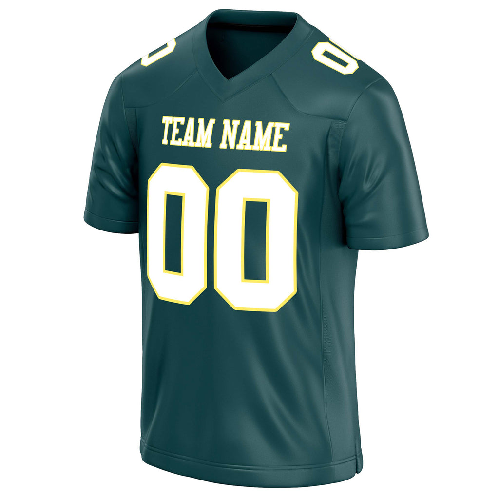 Personalized Midnight & Green White Solid Colour Football Jersey