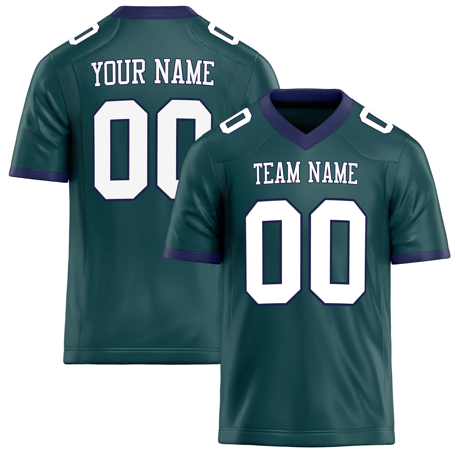 Personalized Midnight Green White Solid Colour Football Jersey FT02240730MI263