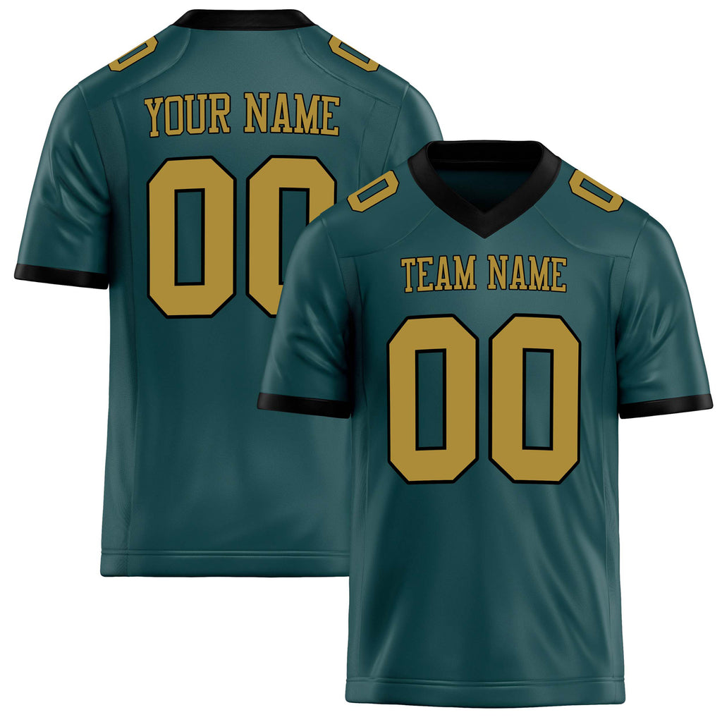 Personalized Midnight Green old gold Solid Colour Football Jersey FT02240730MI265