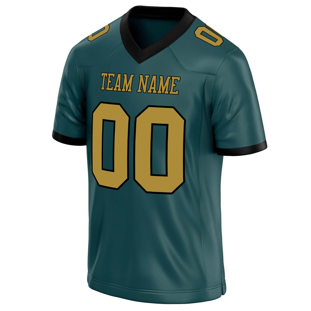Personalized Midnight & Green old gold Solid Colour Football Jersey