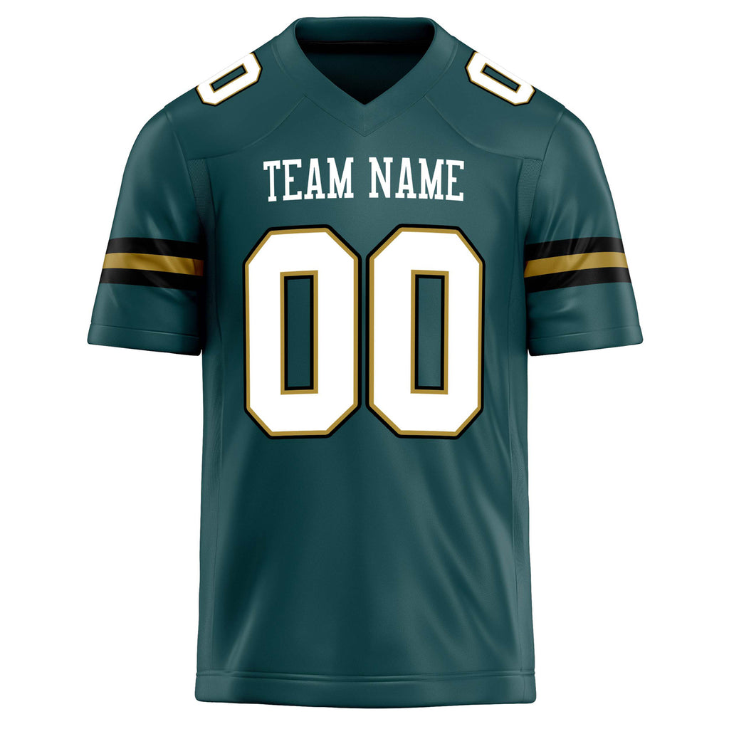Personalized Midnight & Green White Solid Colour Football Jersey