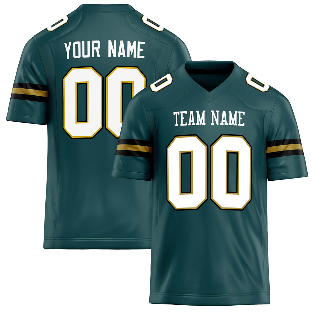 Personalized Midnight Green White Solid Colour Football Jersey FT02240730MI266