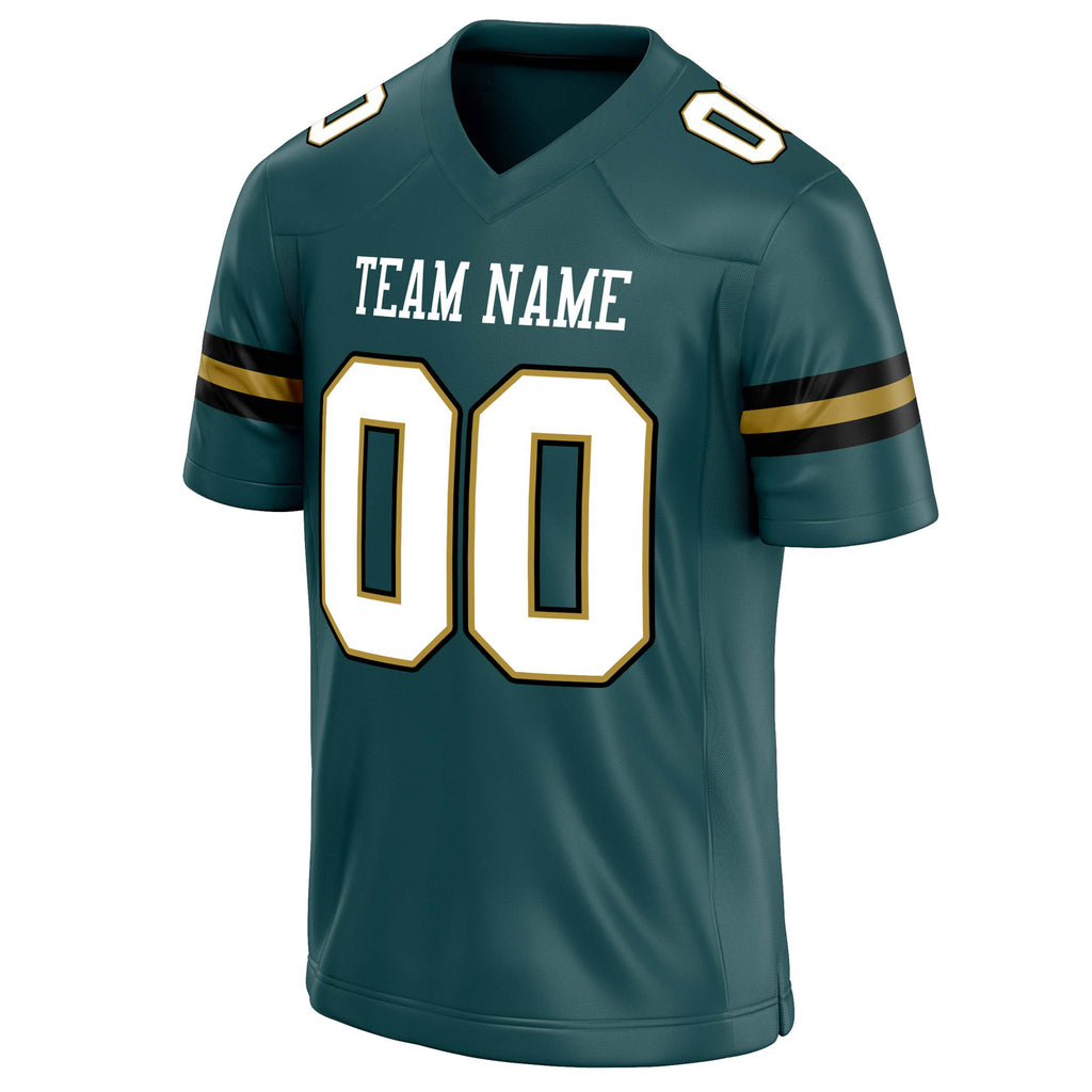 Personalized Midnight & Green White Solid Colour Football Jersey