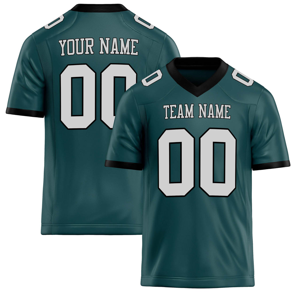 Personalized Midnight Green gray Solid Colour Football Jersey FT02240730MI267