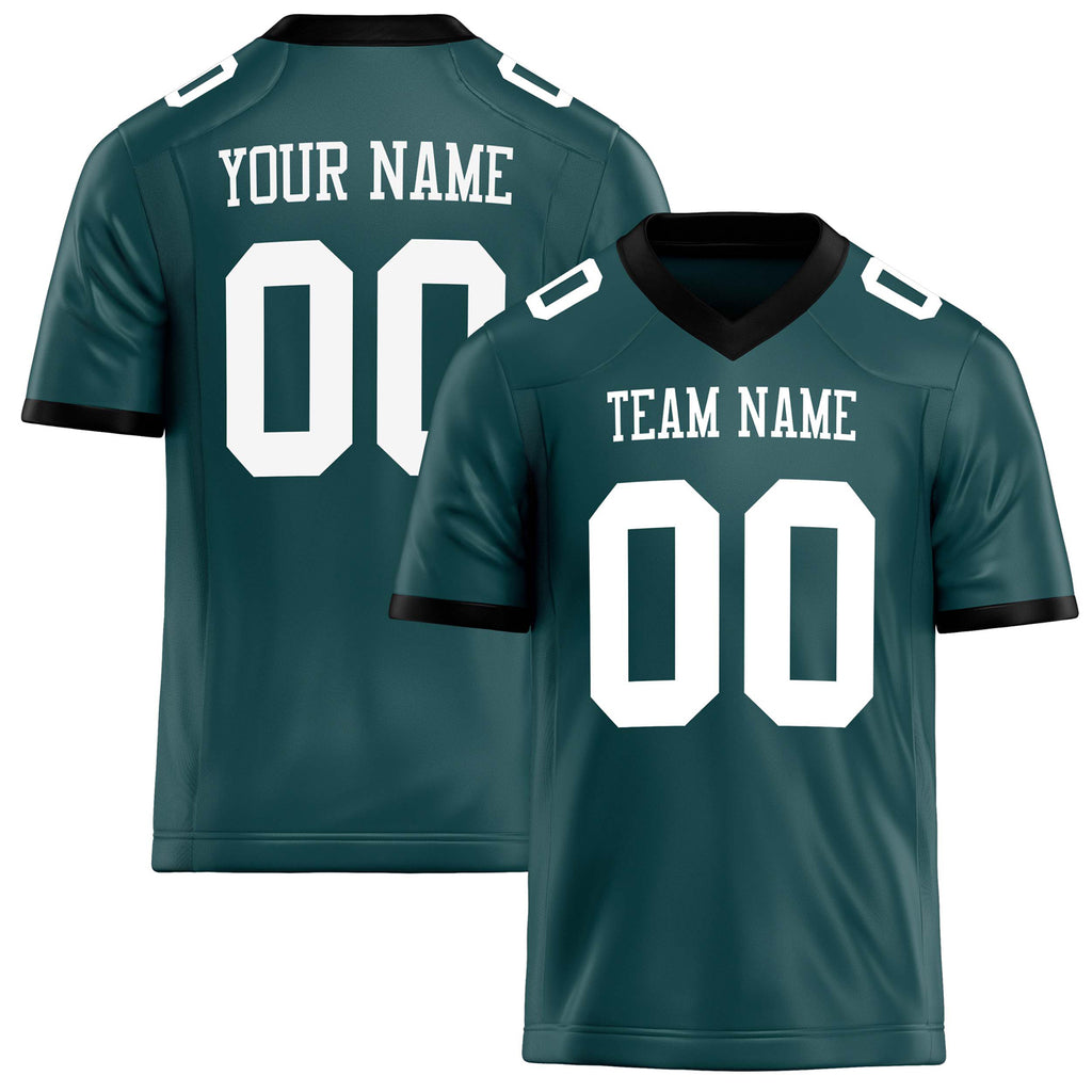 Personalized Midnight Green White Solid Colour Football Jersey FT02240730MI268