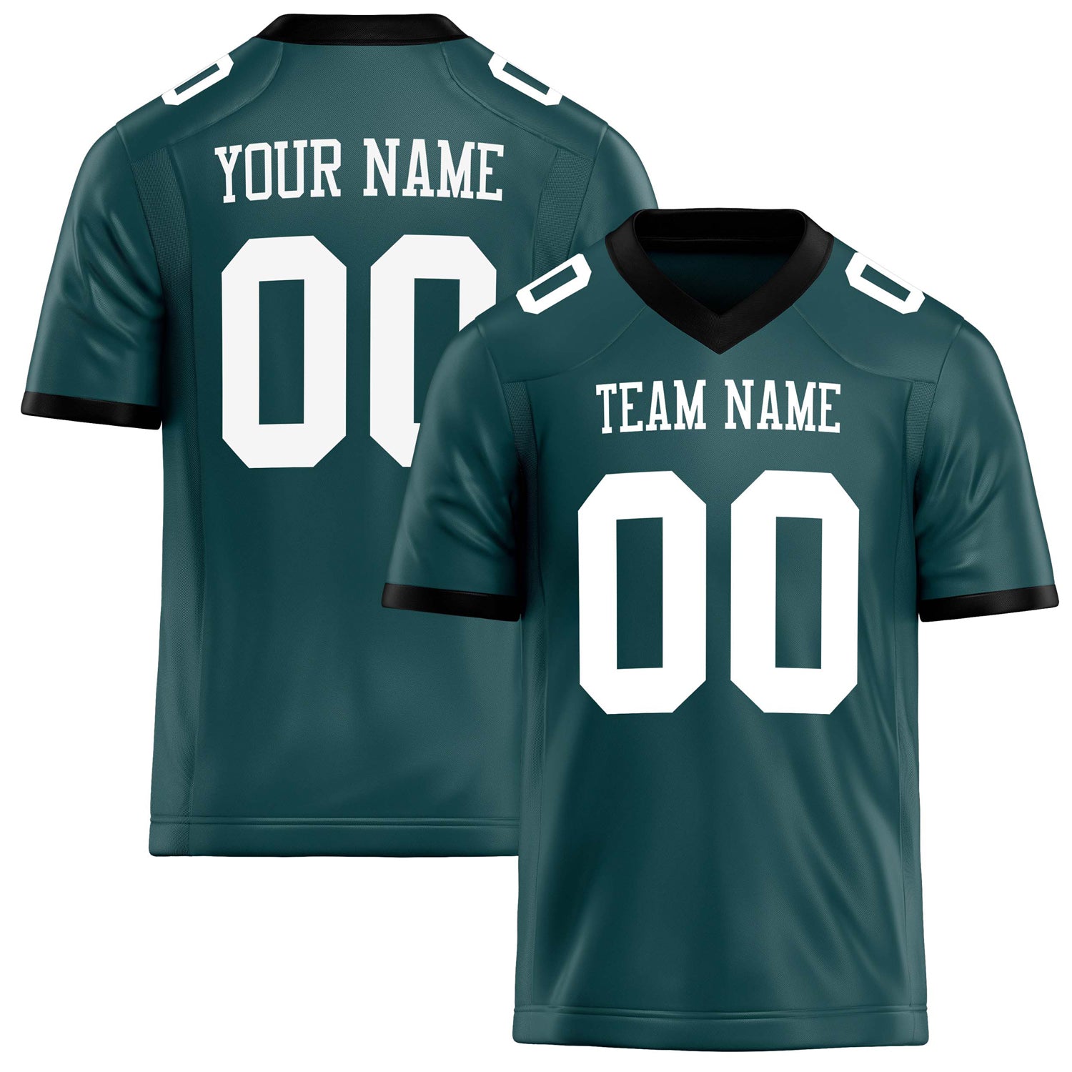 Personalized Midnight Green White Solid Colour Football Jersey FT02240730MI268