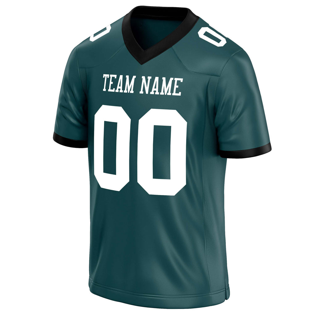 Personalized Midnight & Green White Solid Colour Football Jersey