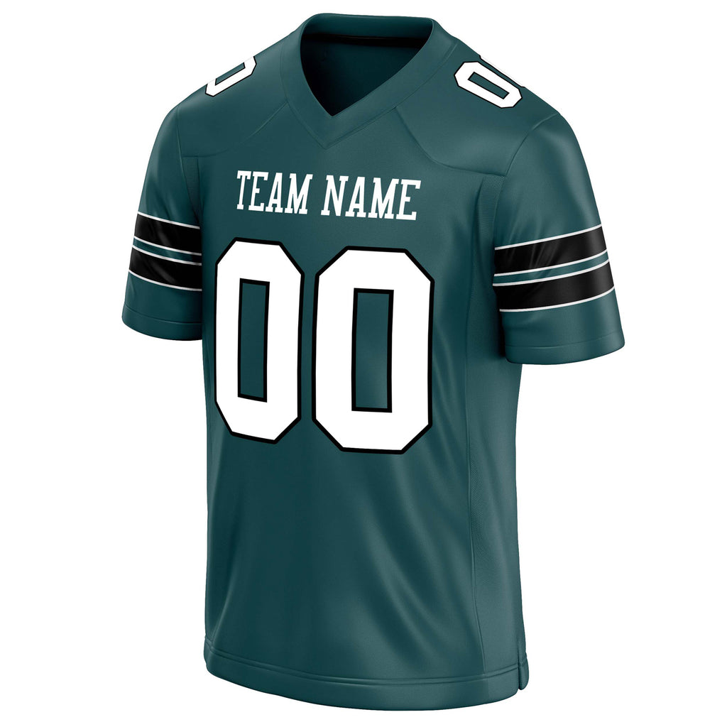 Personalized Midnight & Green White Solid Colour Football Jersey