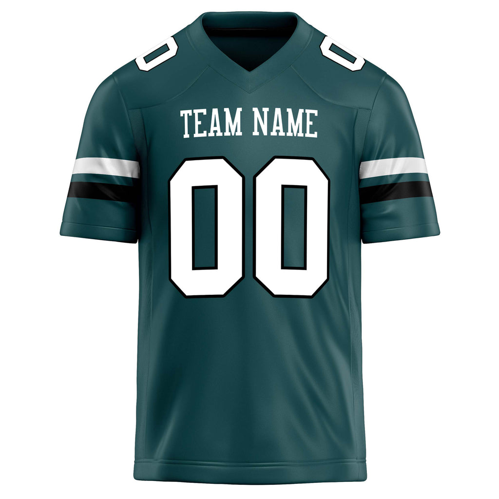 Personalized Midnight & Green White Solid Colour Football Jersey