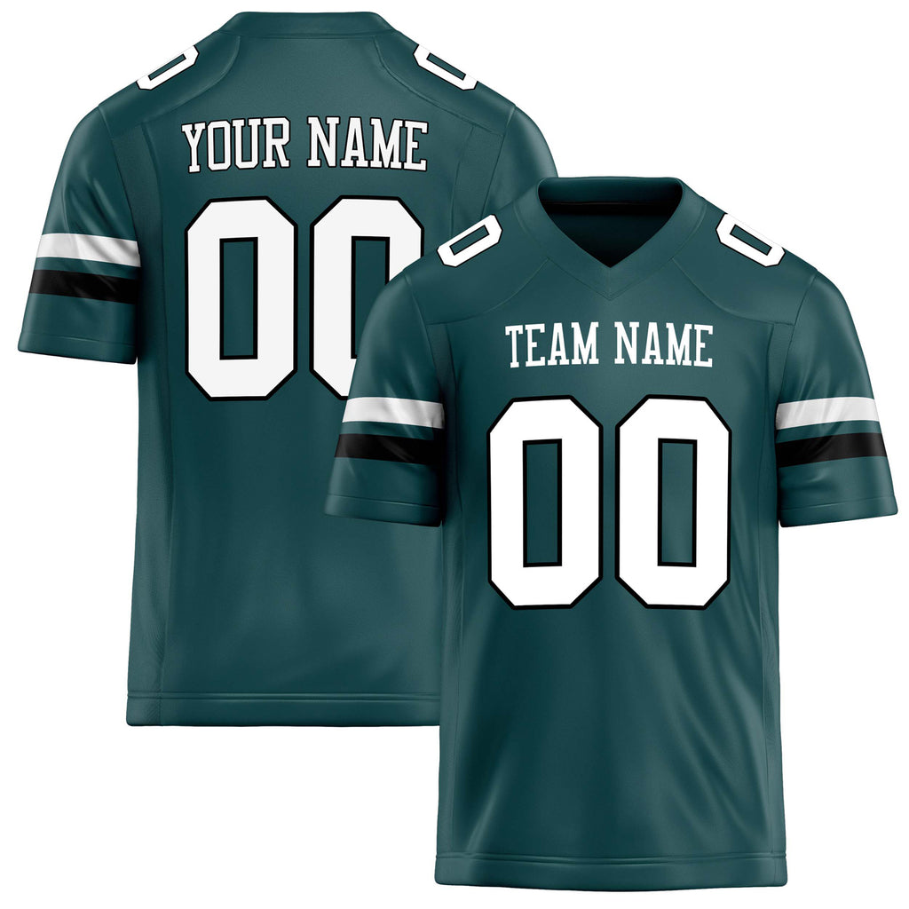 Personalized Midnight Green White Solid Colour Football Jersey FT02240730MI270