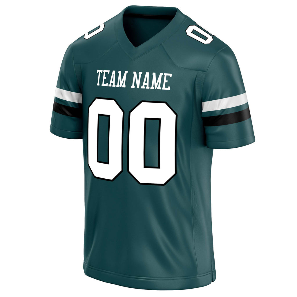 Personalized Midnight & Green White Solid Colour Football Jersey