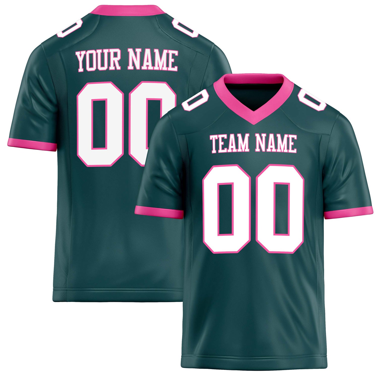 Personalized Midnight Green White Solid Colour Football Jersey FT02240730MI271