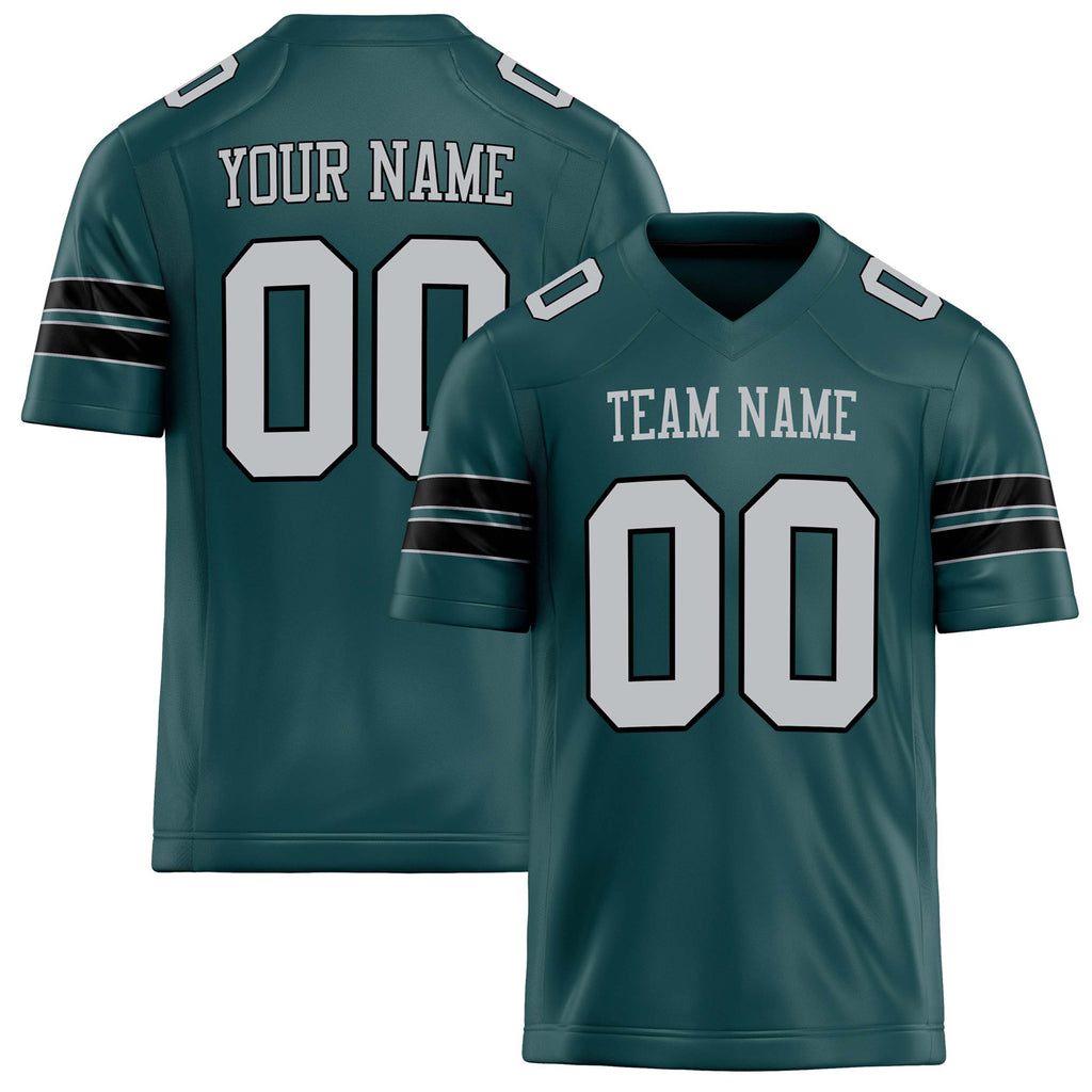 Personalized Midnight Green gray Solid Colour Football Jersey FT02240730MI272