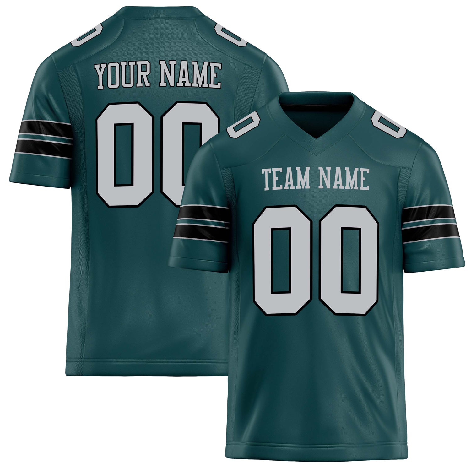 Personalized Midnight Green gray Solid Colour Football Jersey FT02240730MI272