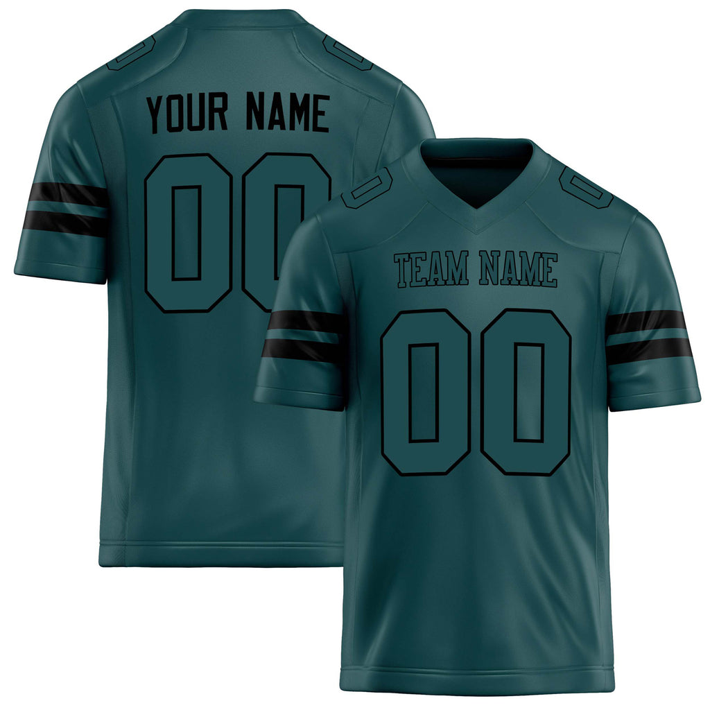 Personalized Midnight Green Black Solid Colour Football Jersey FT02240730MI273