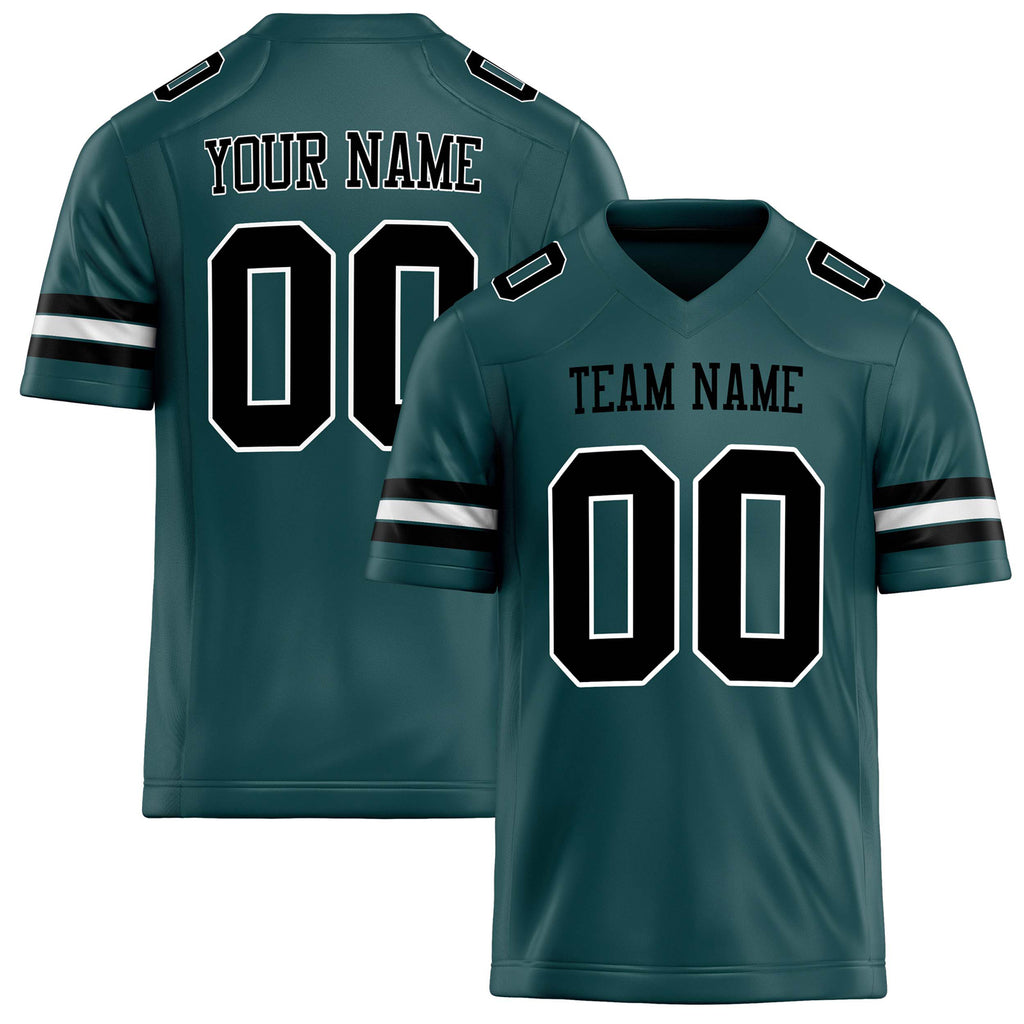 Personalized Midnight Green Black Solid Colour Football Jersey FT02240730MI274