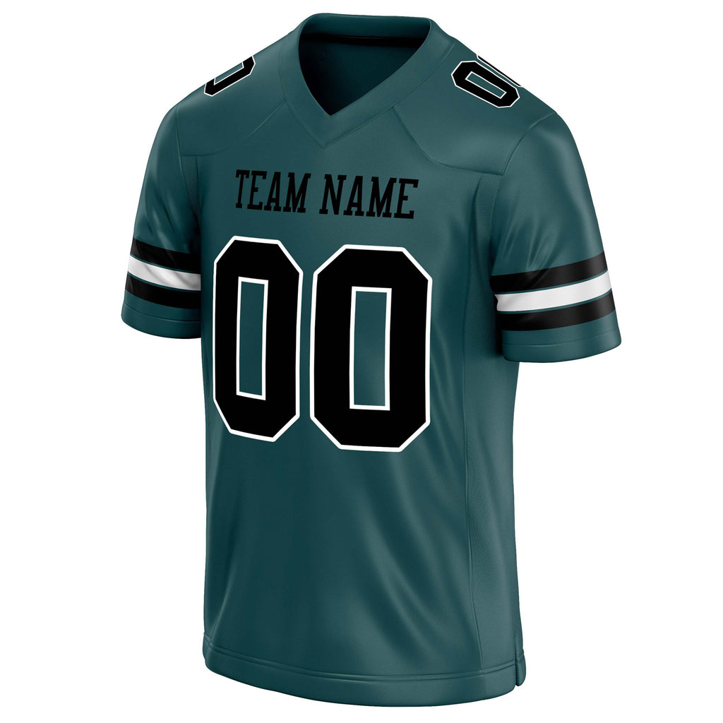 Personalized Midnight & Green Black Solid Colour Football Jersey