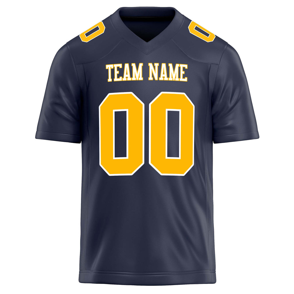 Personalized Navy & gold Solid Colour Football Jersey