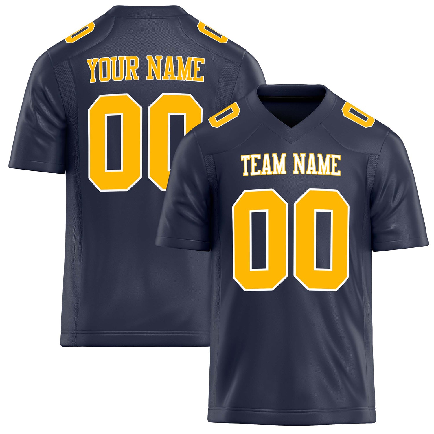 Personalized Navy gold Solid Colour Football Jersey FT02240730NA275