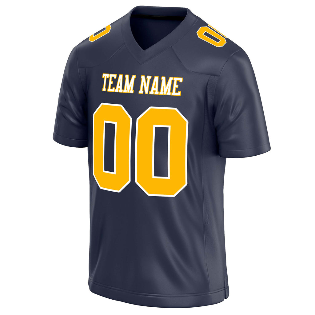 Personalized Navy & gold Solid Colour Football Jersey