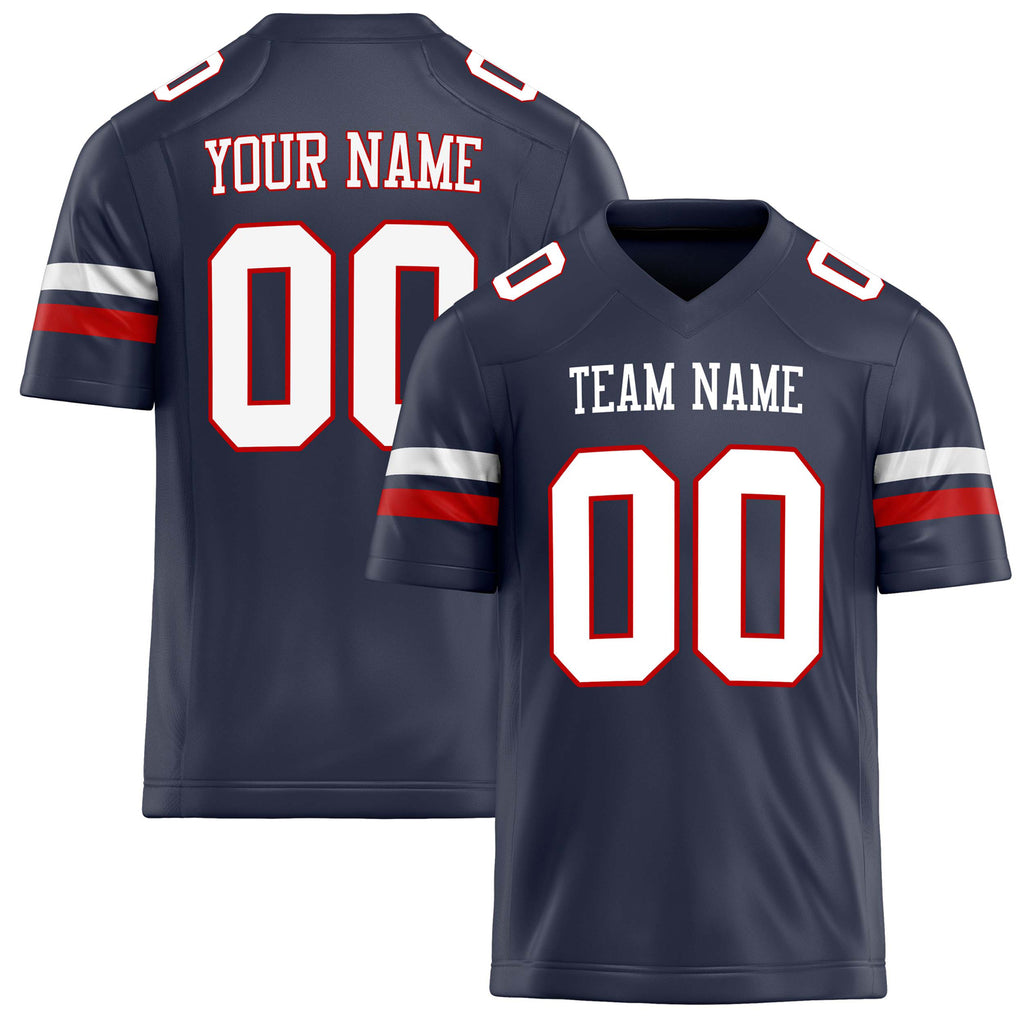 Personalized Navy White Solid Colour Football Jersey FT02240730NA276