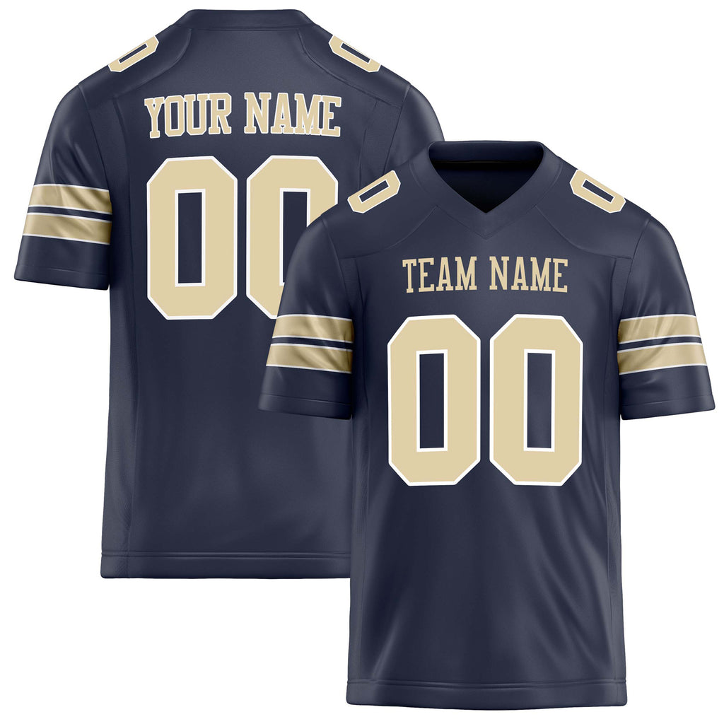 Personalized Navy cream Solid Colour Football Jersey FT02240730NA278