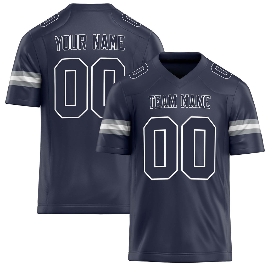 Personalized Navy White Solid Colour Football Jersey FT02240730NA279