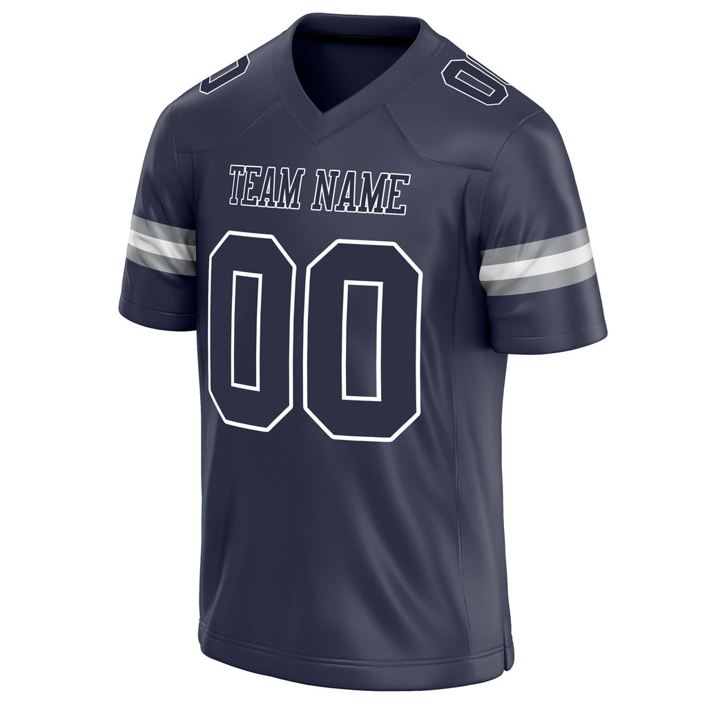 Personalized Navy & White Solid Colour Football Jersey