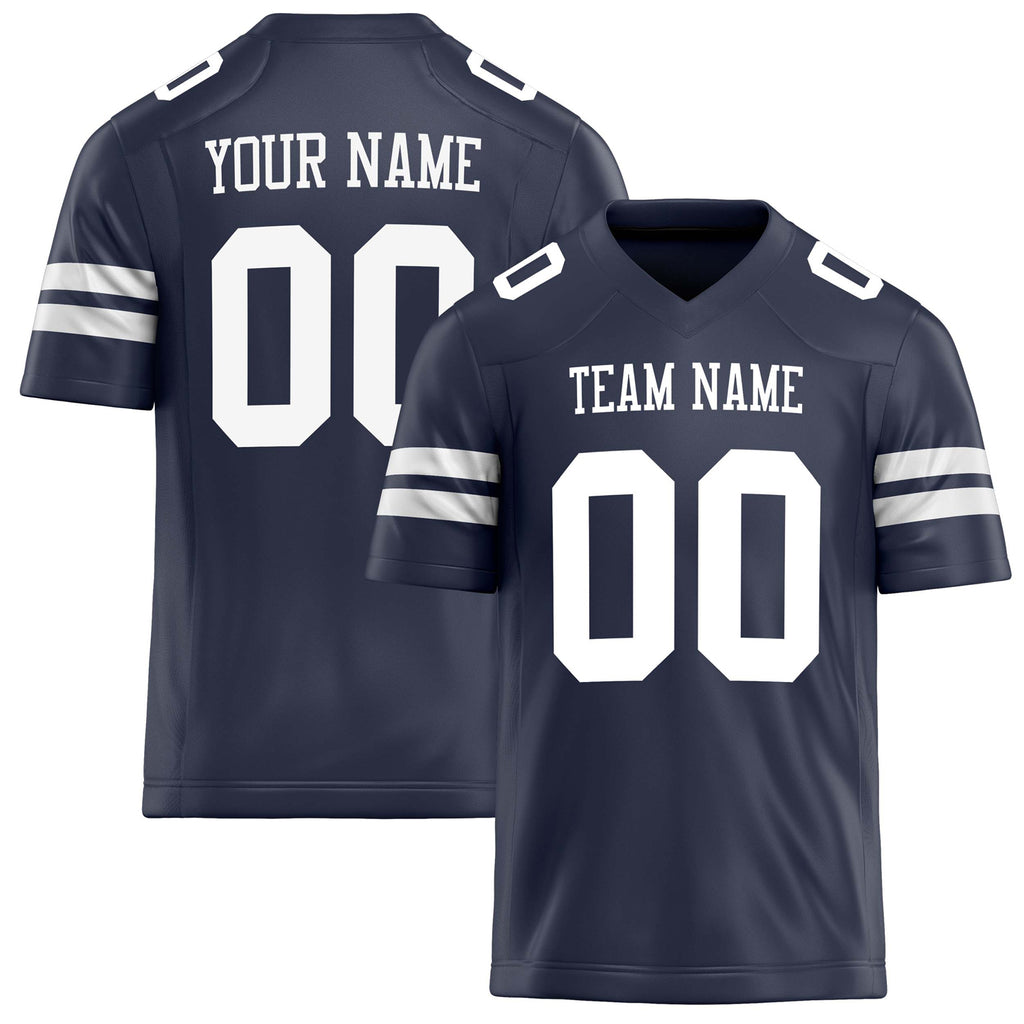 Personalized Navy White Solid Colour Football Jersey FT02240730NA280
