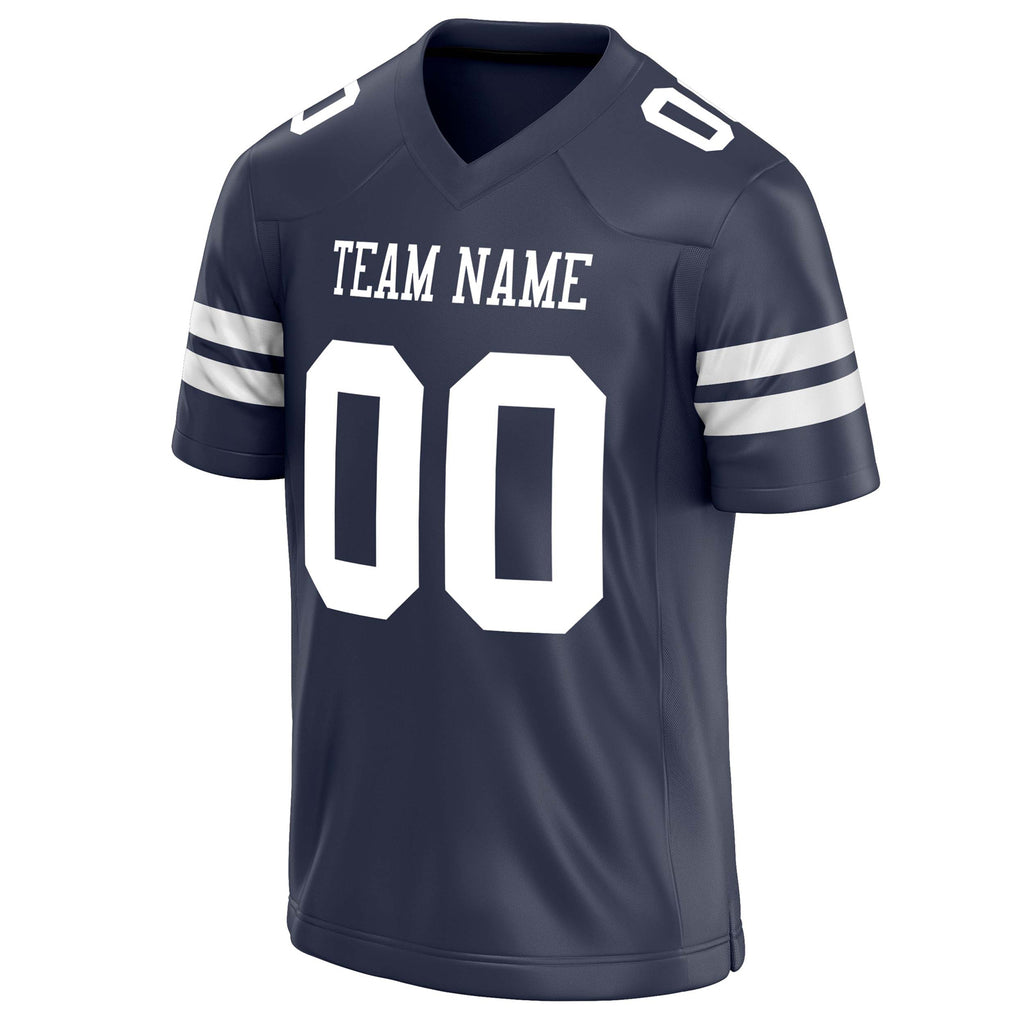 Personalized Navy & White Solid Colour Football Jersey